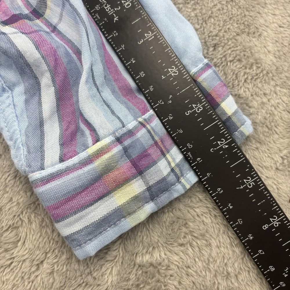 Catherines Button Up Shirt Womens 3X Blue Pink Plaid Lightweight Beachy Casual - Picture 11 of 15
